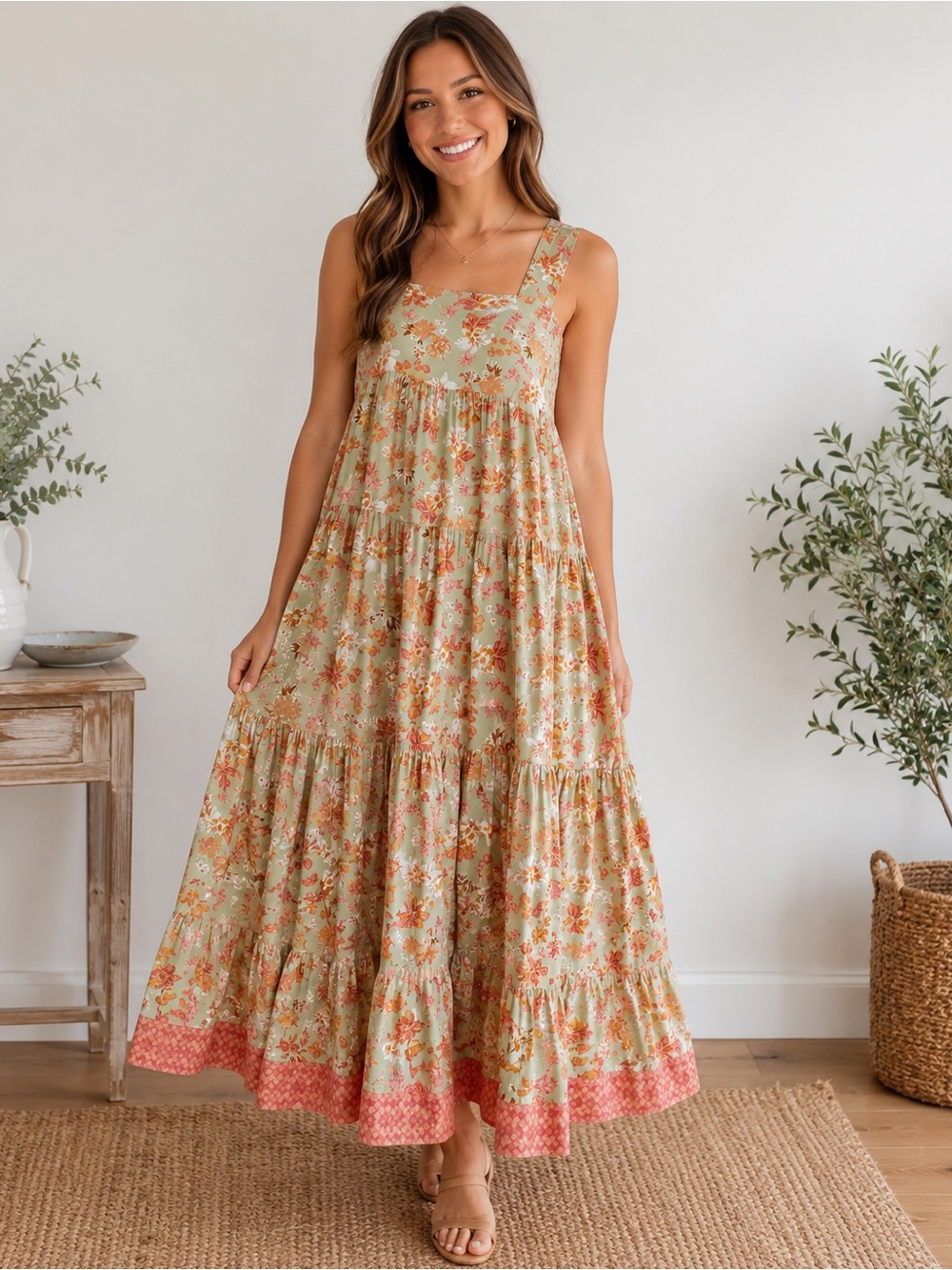 ee:some Floral Tiered Maxi Dress – Size Small